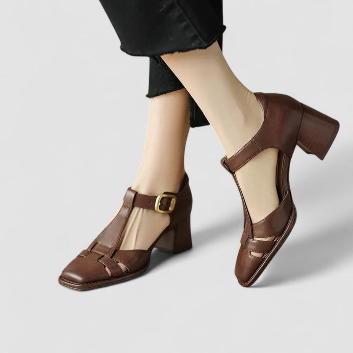 Barbara - Orthopedic T-Strap Block Heels