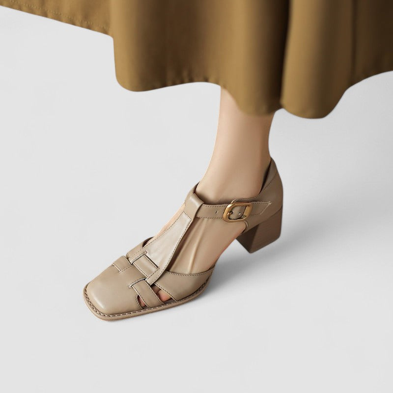 Barbara - Orthopedic T-Strap Block Heels